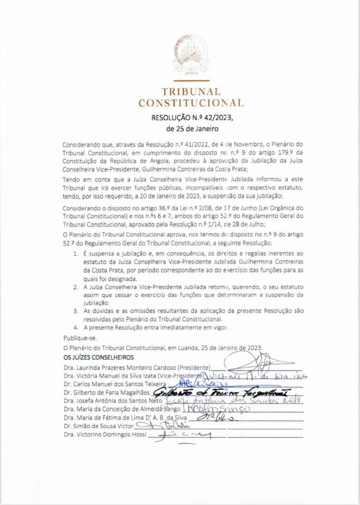 RESOLUÇÃO N.º 42/2023, de 25 de JANEIRO